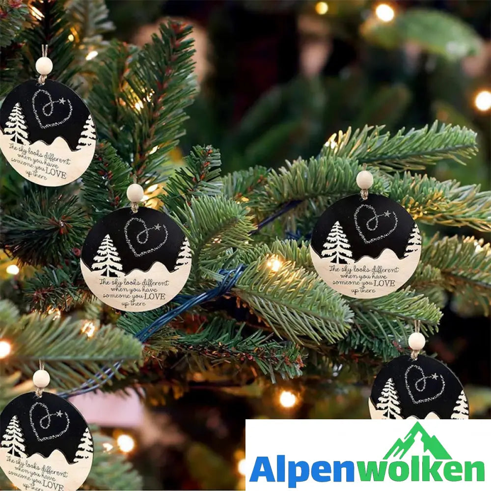 Alpenwolken - Weihnachtsbaum-Doppelanhänger aus Holz