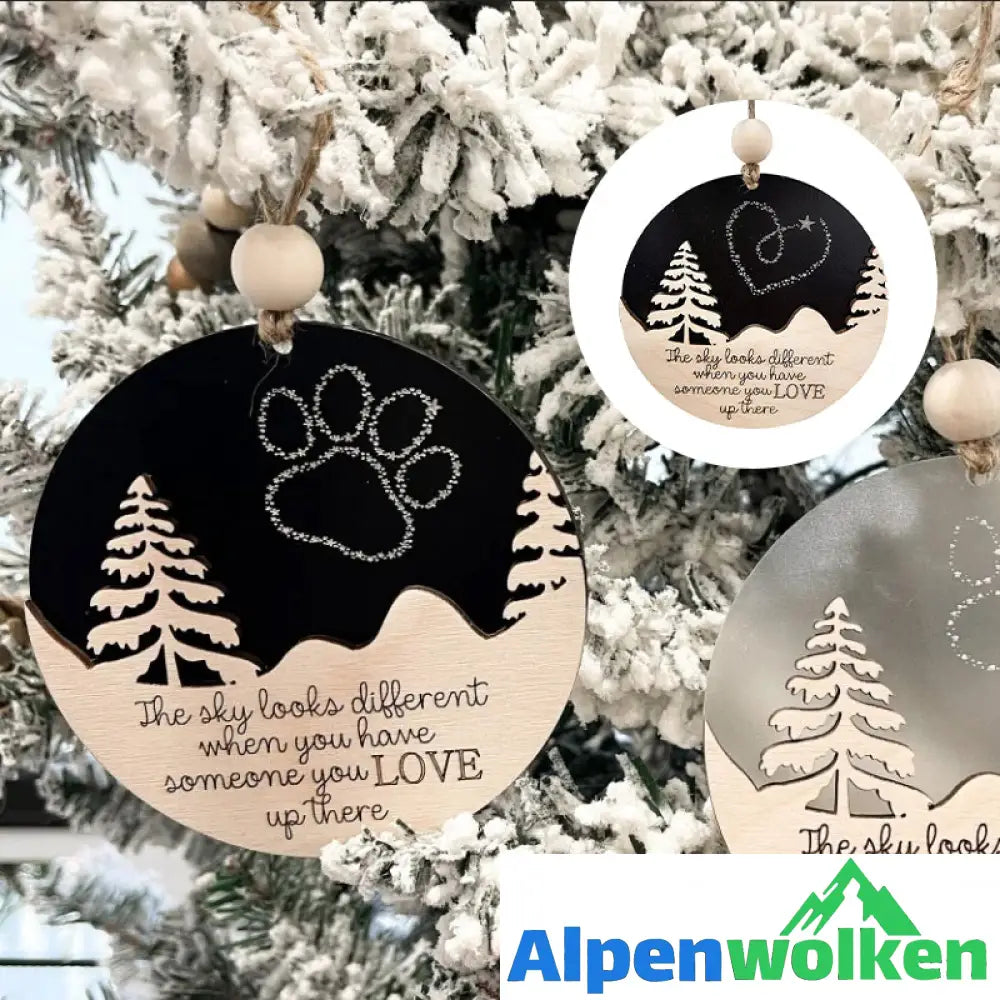 Alpenwolken - Weihnachtsbaum-Doppelanhänger aus Holz