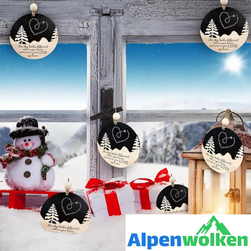 Alpenwolken - Weihnachtsbaum-Doppelanhänger aus Holz