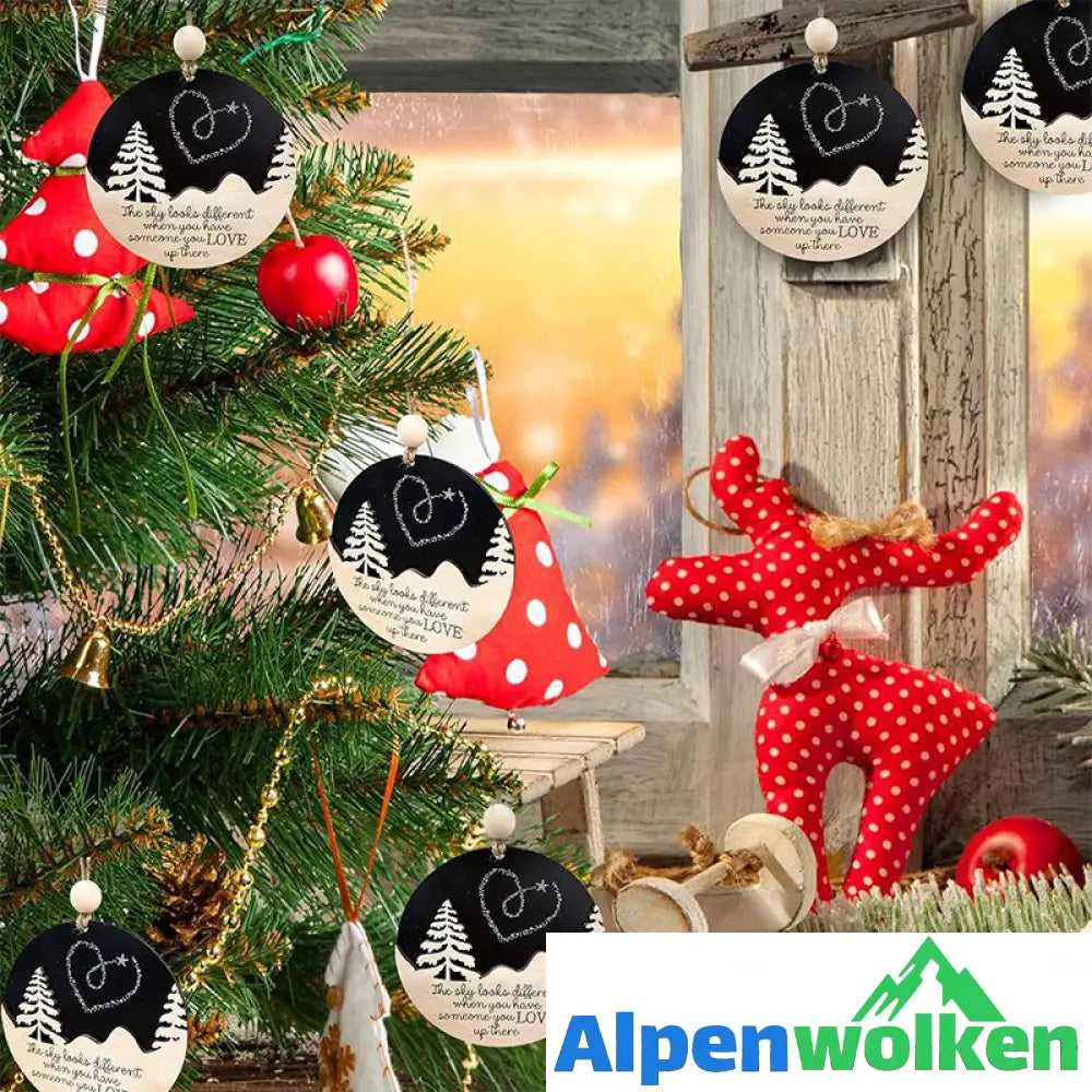 Alpenwolken - Weihnachtsbaum-Doppelanhänger aus Holz