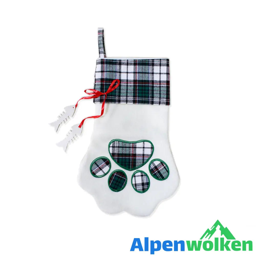 Alpenwolken - Weihnachtsbaumschmuck Strumpfhalter blaue Pfotenabdrücke