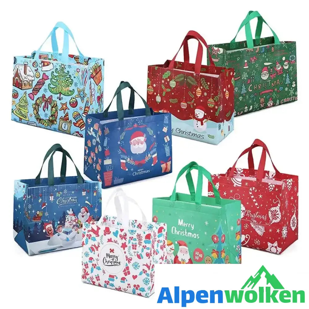 Alpenwolken - Weihnachtsgeschenktüten Weihnachts Tragetaschen mit Griffen(Mehre Kaufe bekommt man ungleiche Farben)