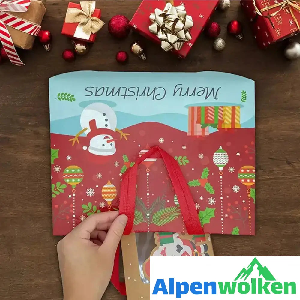 Alpenwolken - Weihnachtsgeschenktüten Weihnachts Tragetaschen mit Griffen(Mehre Kaufe bekommt man ungleiche Farben)