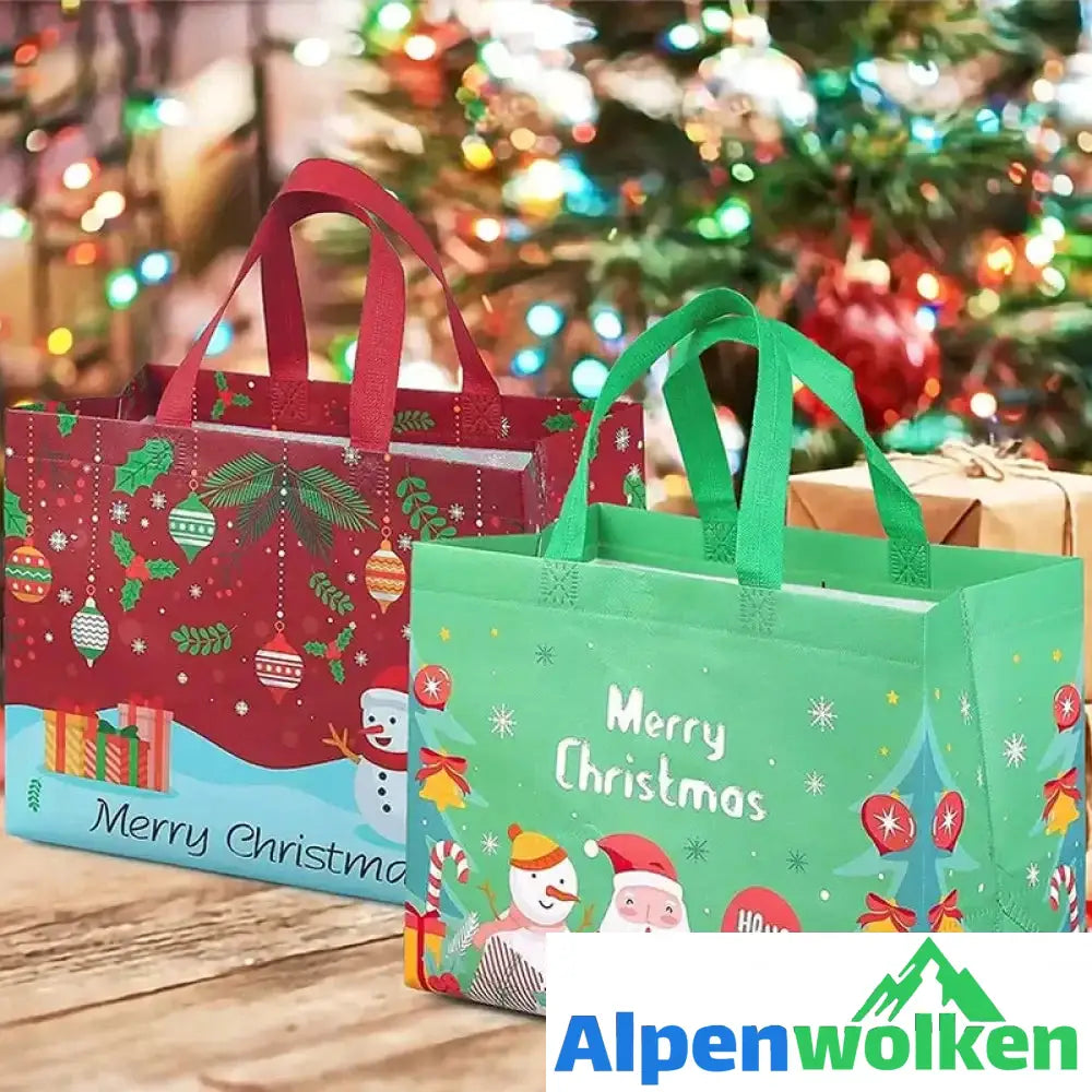 Alpenwolken - Weihnachtsgeschenktüten Weihnachts Tragetaschen mit Griffen(Mehre Kaufe bekommt man ungleiche Farben)