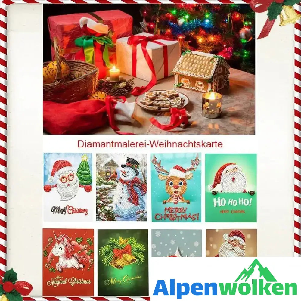 Alpenwolken - Weihnachtskarte mit künstlicher Diamant(ein Set von 8 Modellen)