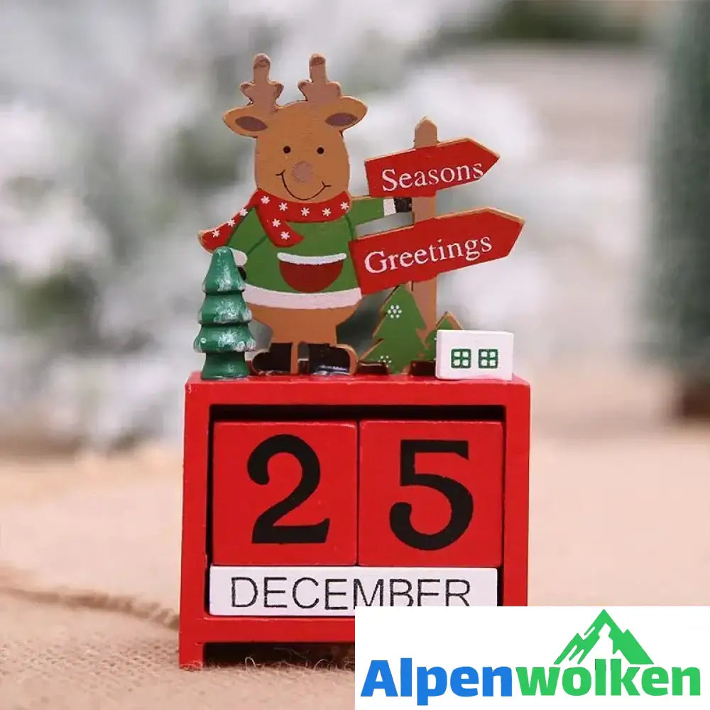 Alpenwolken - Weihnachtsmann Holzkalender/ Schmuck Davidshirsch