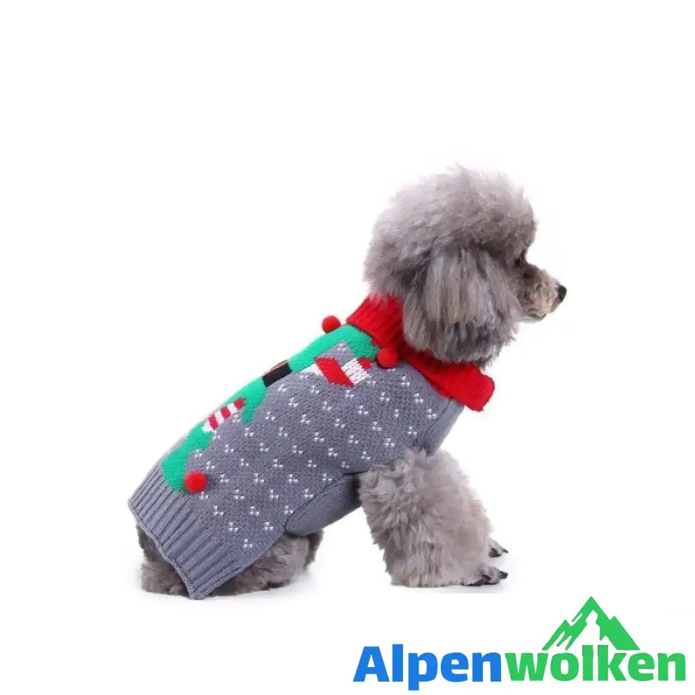 Alpenwolken - Weihnachtsschneeflocke Warmer Pullover für Hunde Grau