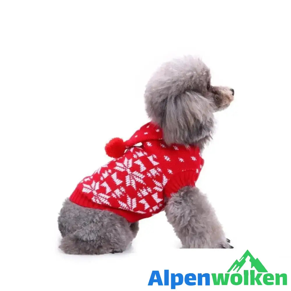 Alpenwolken - Weihnachtsschneeflocke Warmer Pullover für Hunde Rot