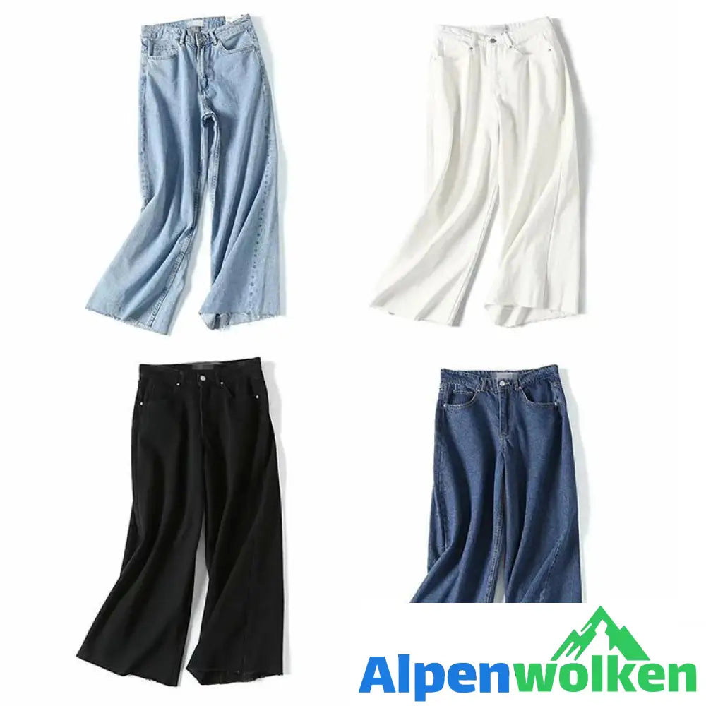 Alpenwolken - Weit modische Jeans mit breitem geschnittenem Hosenbein