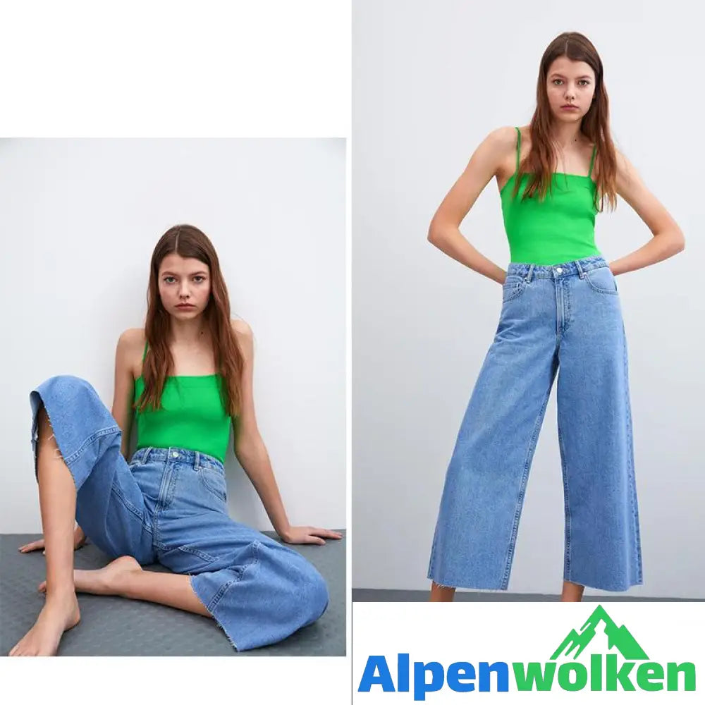 Alpenwolken - Weit modische Jeans mit breitem geschnittenem Hosenbein