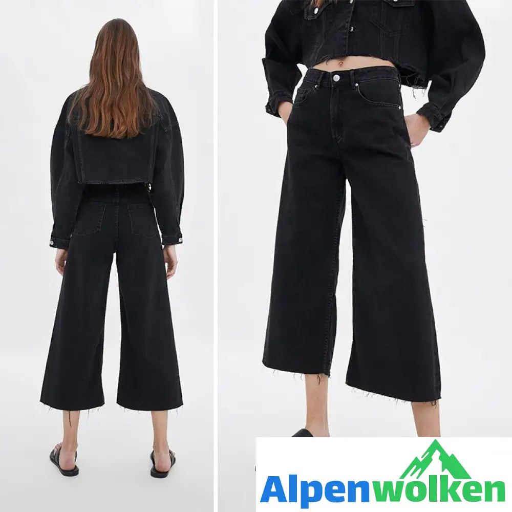 Alpenwolken - Weit modische Jeans mit breitem geschnittenem Hosenbein