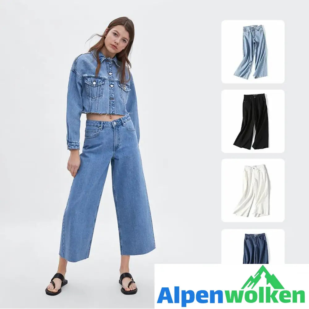 Alpenwolken - Weit modische Jeans mit breitem geschnittenem Hosenbein