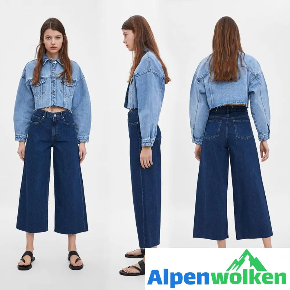 Alpenwolken - Weit modische Jeans mit breitem geschnittenem Hosenbein