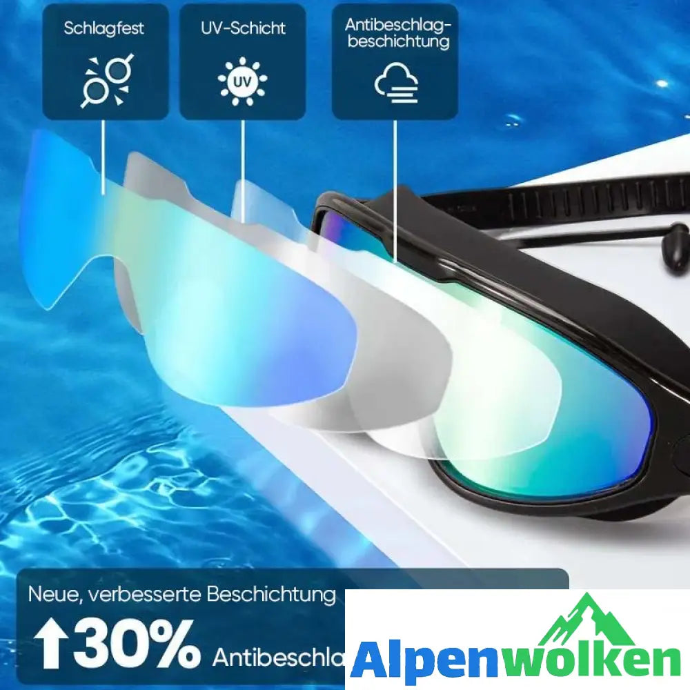 Alpenwolken - Weitwinkel-Schwimmbrille mit Antibeschlag-Effekt