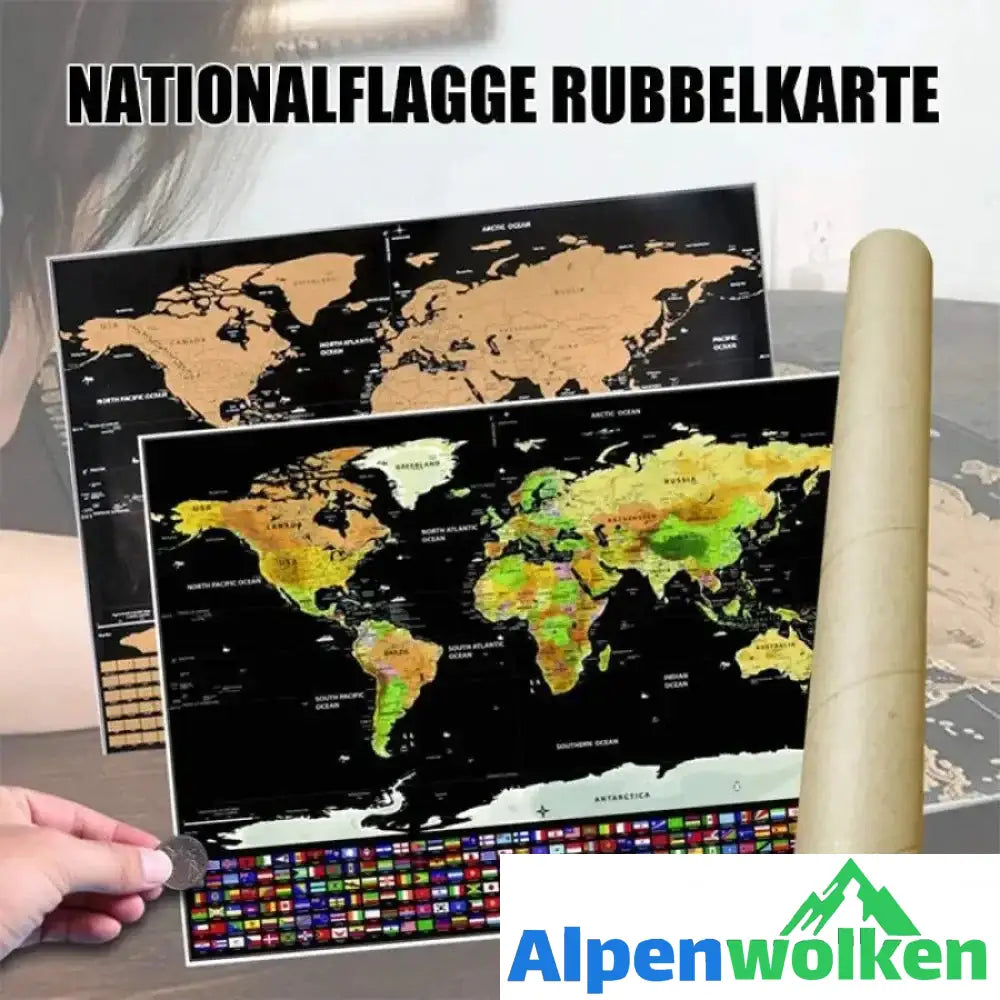 Alpenwolken - Weltkarte zum Rubbeln