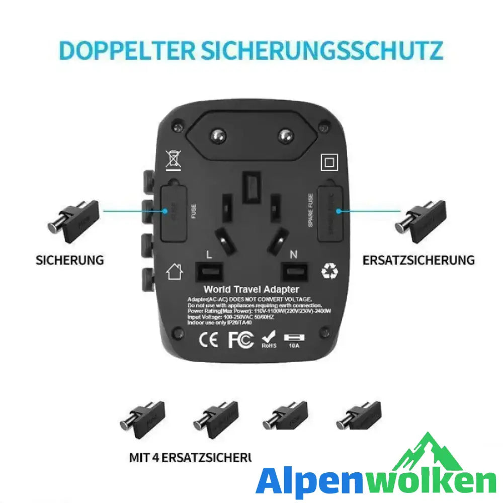 Alpenwolken - Weltweiter Reiseadapter, internationaler Netzadapter