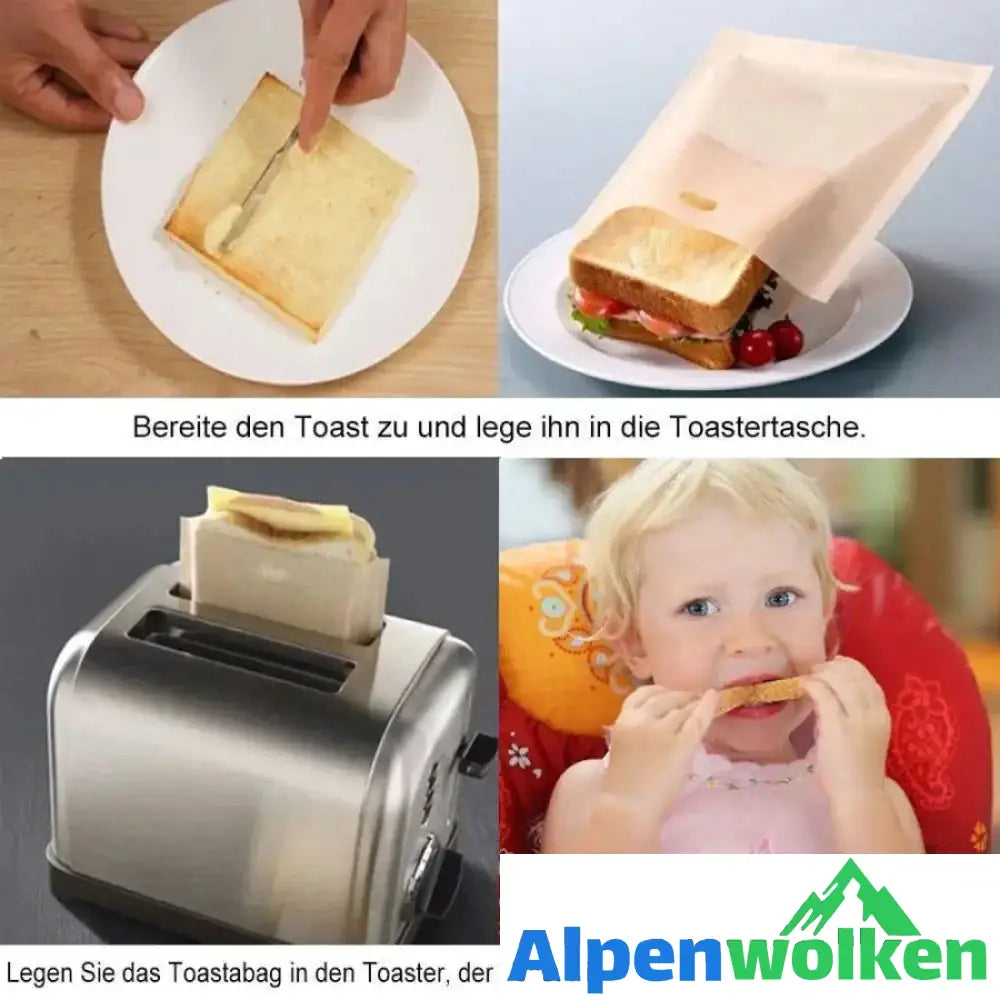 Alpenwolken - Wiederverwendbare antihafte Toastabags, 5 Stücke