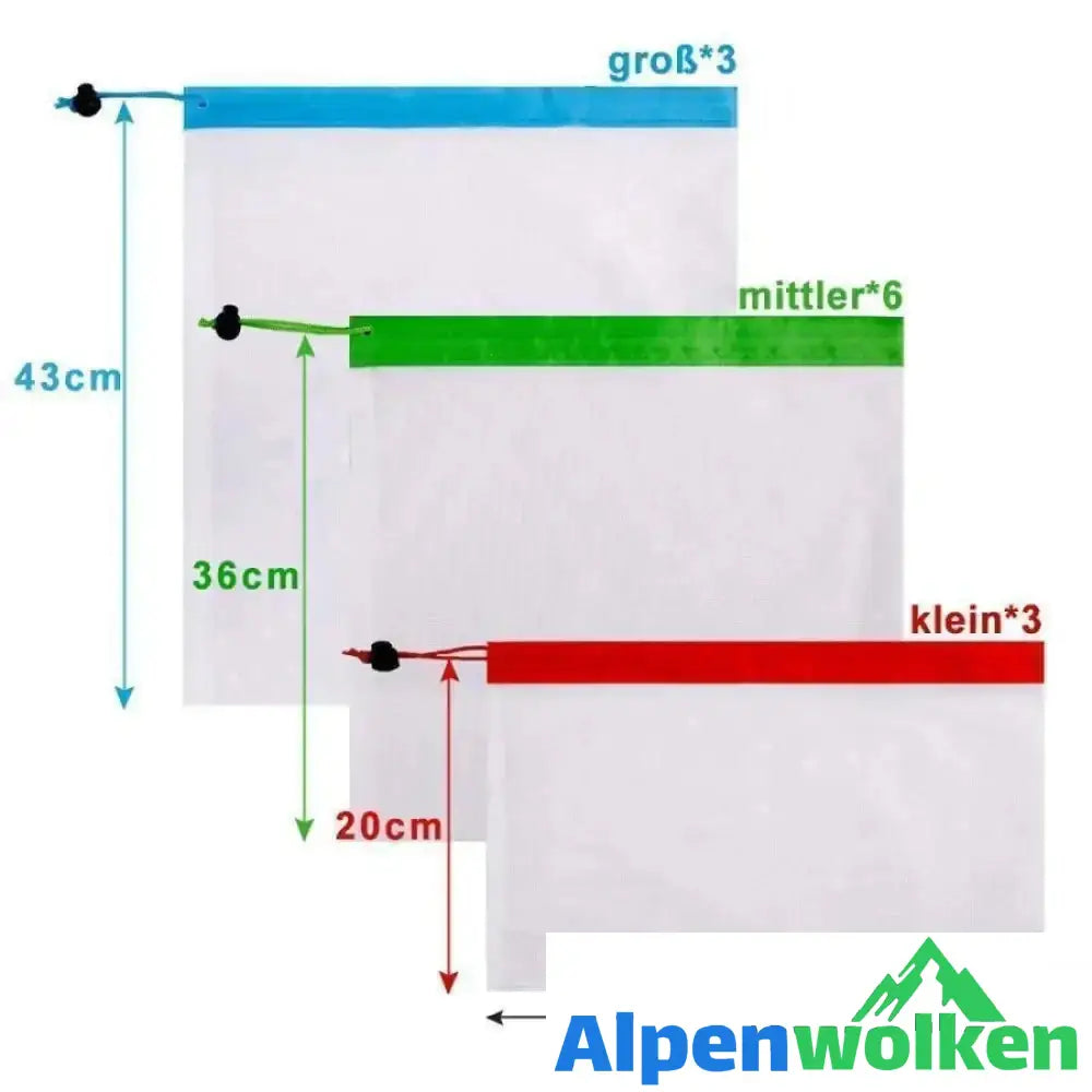 Alpenwolken - Wiederverwendbare Aufbewahrungstasche, 12 Stücke