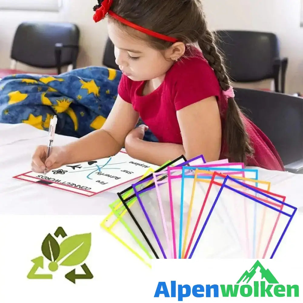 Alpenwolken - Wiederverwendbare Dry Erase Taschen Set, ideal für Büro und Schule Arbeit