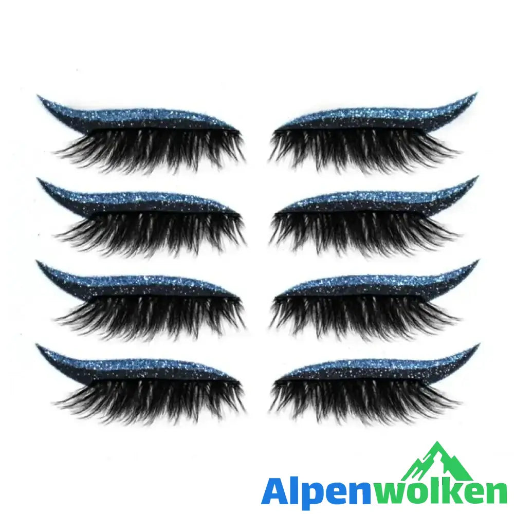 Alpenwolken - ✨Wiederverwendbare Eyeliner und Wimpernaufkleber✨ Blau 4 PAAR