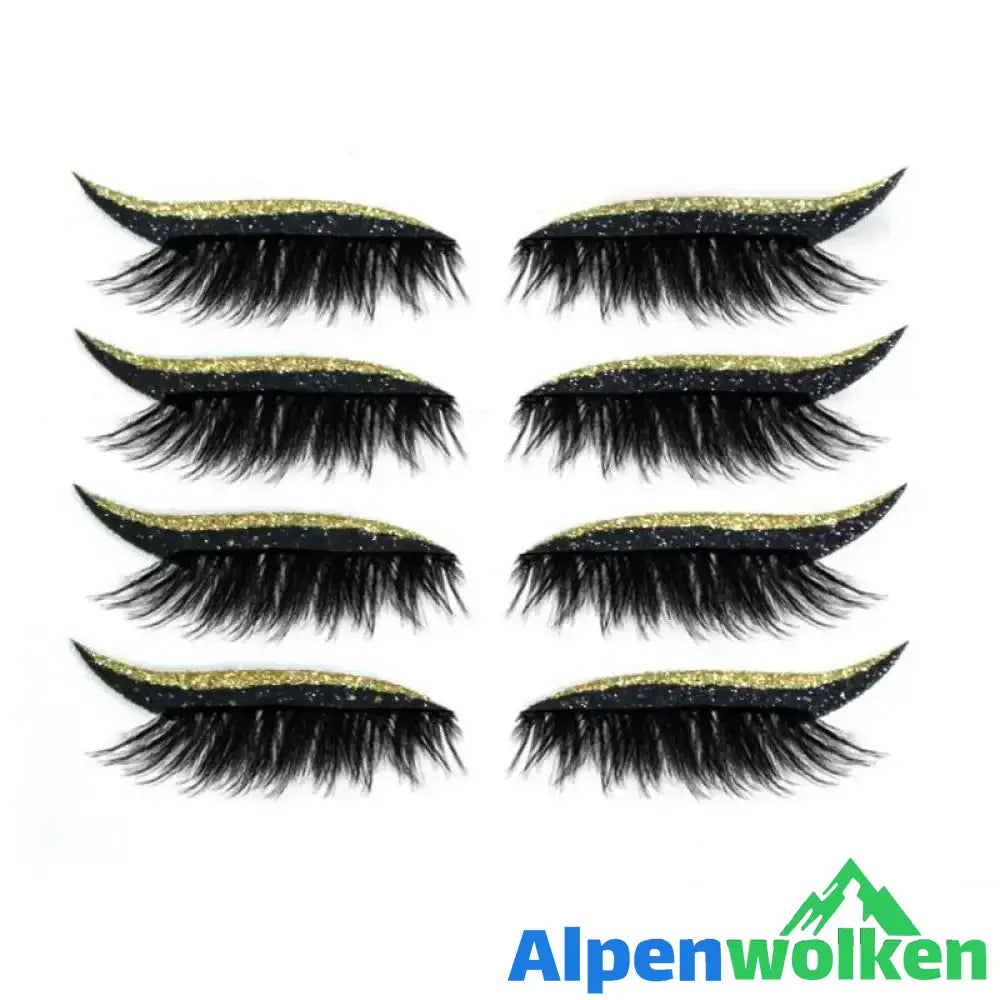 Alpenwolken - ✨Wiederverwendbare Eyeliner und Wimpernaufkleber✨ Gold 4 PAAR