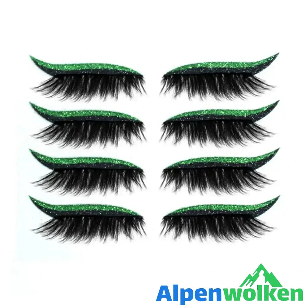 Alpenwolken - ✨Wiederverwendbare Eyeliner und Wimpernaufkleber✨ Grün 4 PAAR