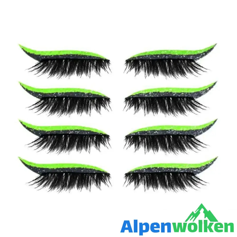 Alpenwolken - ✨Wiederverwendbare Eyeliner und Wimpernaufkleber✨ Leuchtendes Grün 4 PAAR