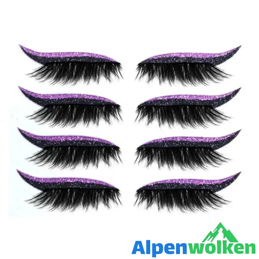 Alpenwolken - ✨Wiederverwendbare Eyeliner und Wimpernaufkleber✨ Lila 4 PAAR