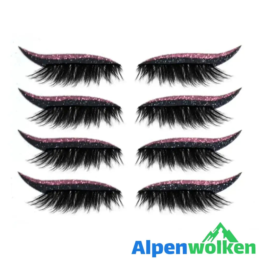 Alpenwolken - ✨Wiederverwendbare Eyeliner und Wimpernaufkleber✨ Rosa 4 PAAR