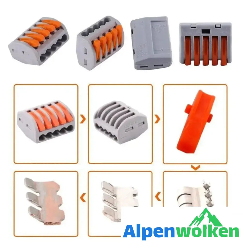 Alpenwolken - Wiederverwendbarer Federhebel-Anschlussblock Elektrokabelanschlussdraht