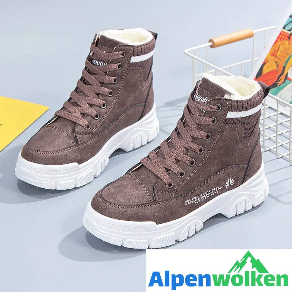 Alpenwolken - WINTER DAMEN WARMSTIEFEL SCHUHE WARMFUTTER Braun