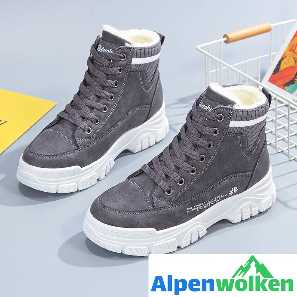 Alpenwolken - WINTER DAMEN WARMSTIEFEL SCHUHE WARMFUTTER Grau