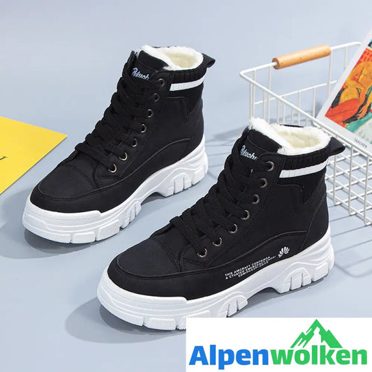 Alpenwolken - WINTER DAMEN WARMSTIEFEL SCHUHE WARMFUTTER Schwarz