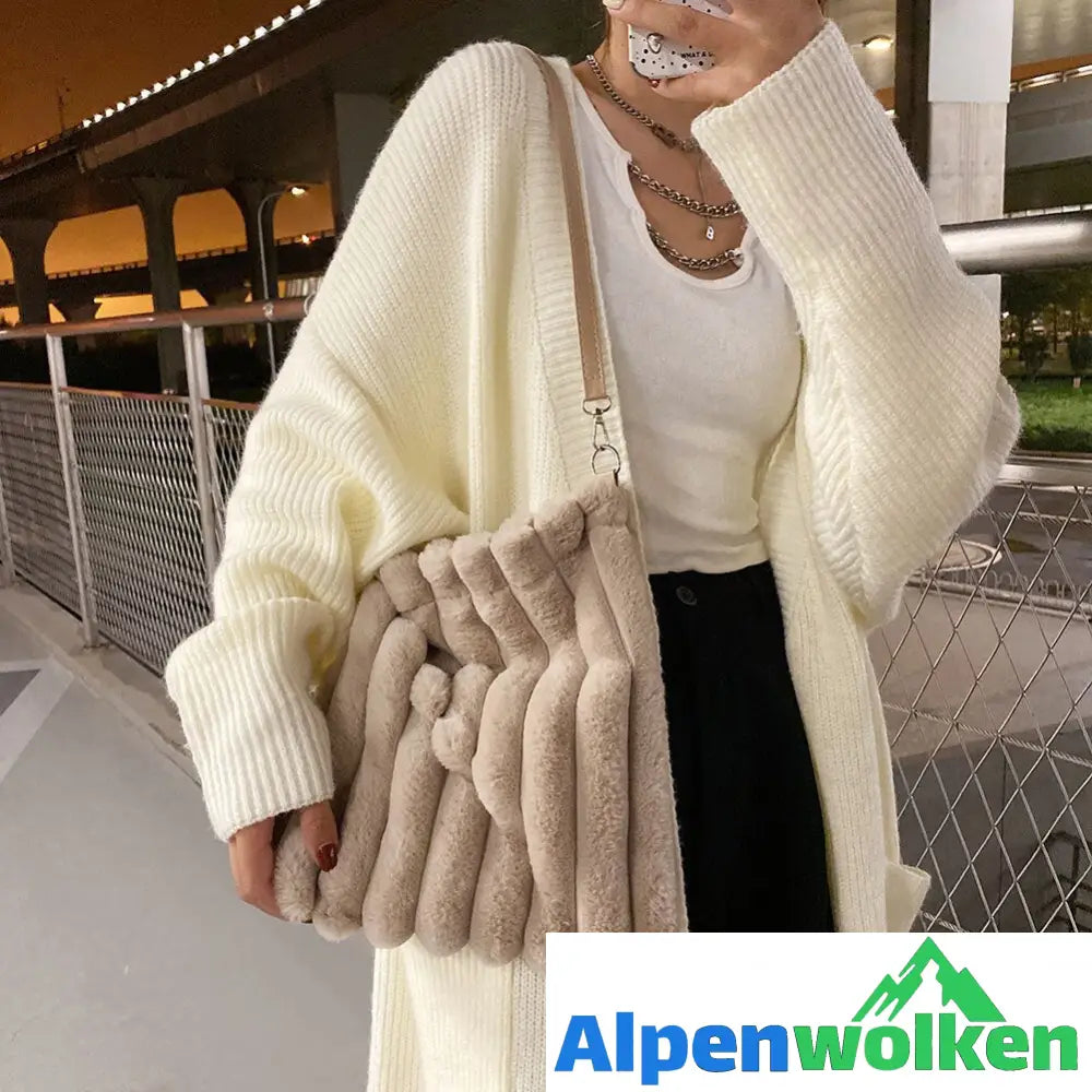 Alpenwolken - Winter-Plüsch-Unterarmtaschen | Modetaschen für Damen | Damen