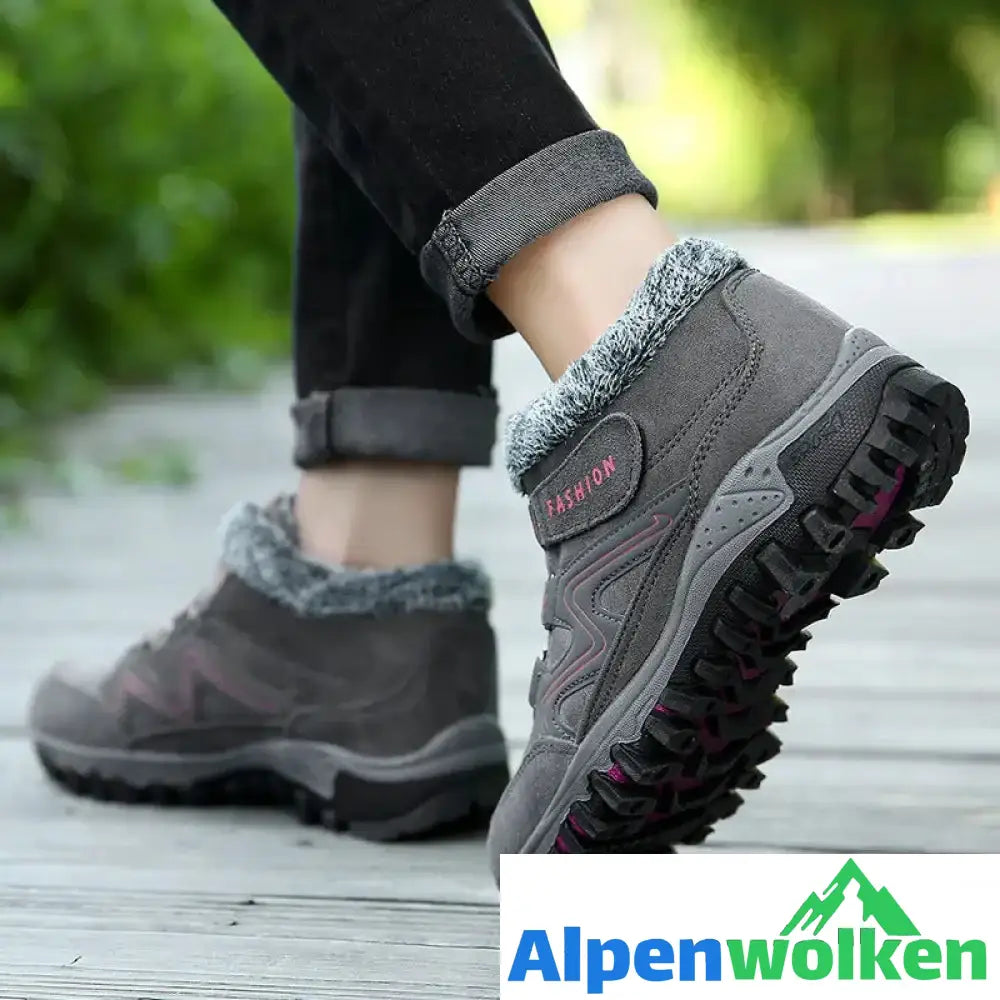 Alpenwolken - Winter Warme Pelzfutter Schneeschuhe grau+rot