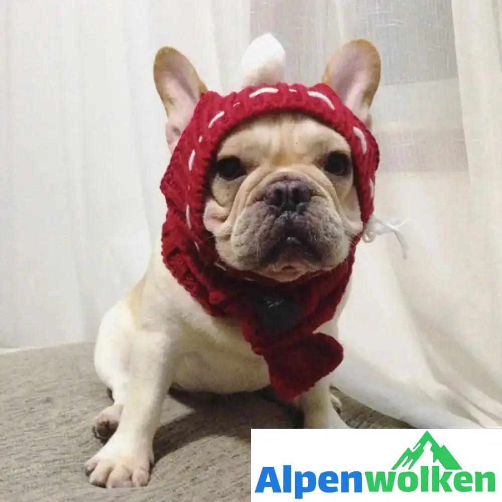 Alpenwolken - Winter Wollmütze für Hund Rot