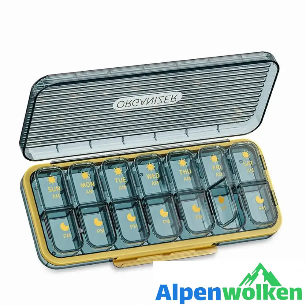 Alpenwolken - Wöchentliche (7-Tage) Pillendose 14 Gitter 1 Stück Blau