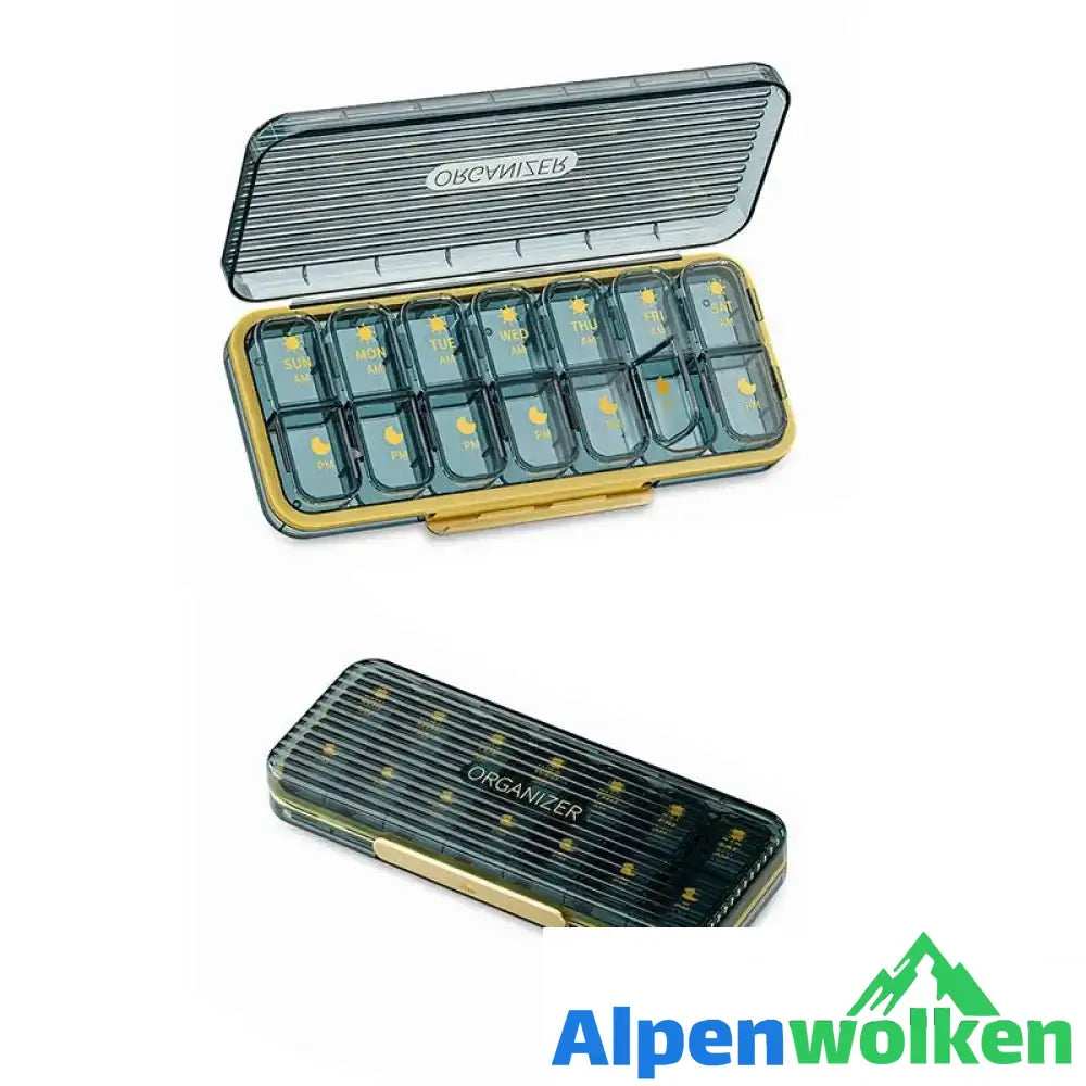 Alpenwolken - Wöchentliche (7-Tage) Pillendose 14 Gitter 2 Stück Blau