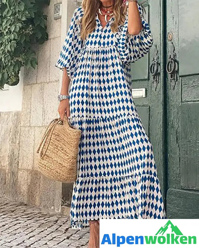 Alpenwolken - Wunderschönes Kleid mit Puffärmeln Blau