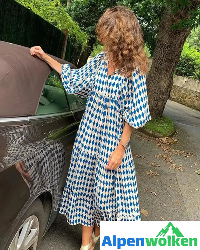 Alpenwolken - Wunderschönes Kleid mit Puffärmeln Himmelblau