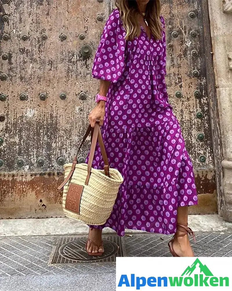 Alpenwolken - Wunderschönes Kleid mit Puffärmeln Violett