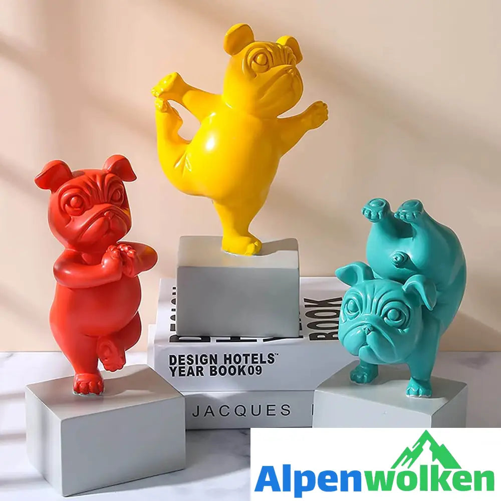 Alpenwolken - Yoga Bulldogge Figurine Gelb