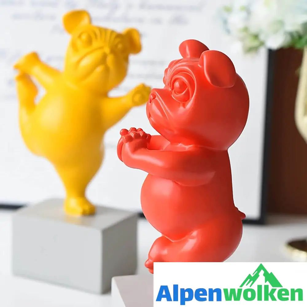 Alpenwolken - Yoga Bulldogge Figurine Rot