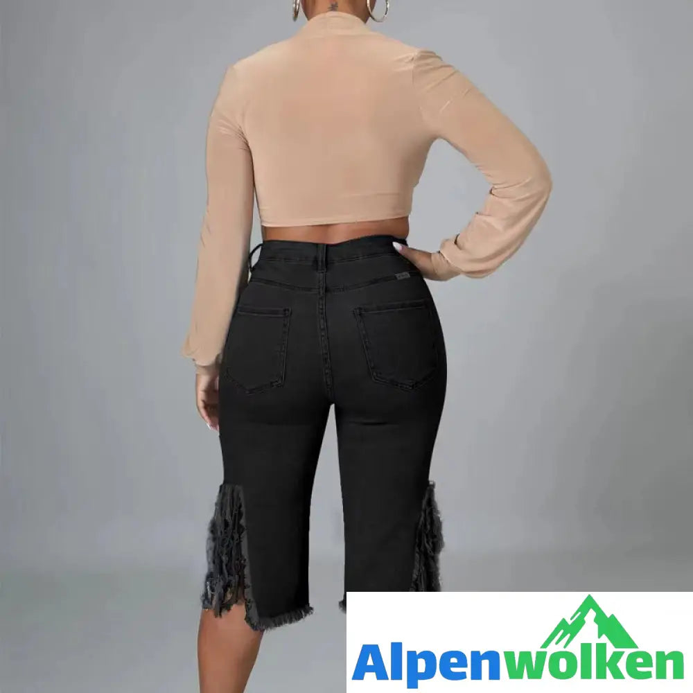 Alpenwolken - Zerfetzte Stretchjeans mit Fransen