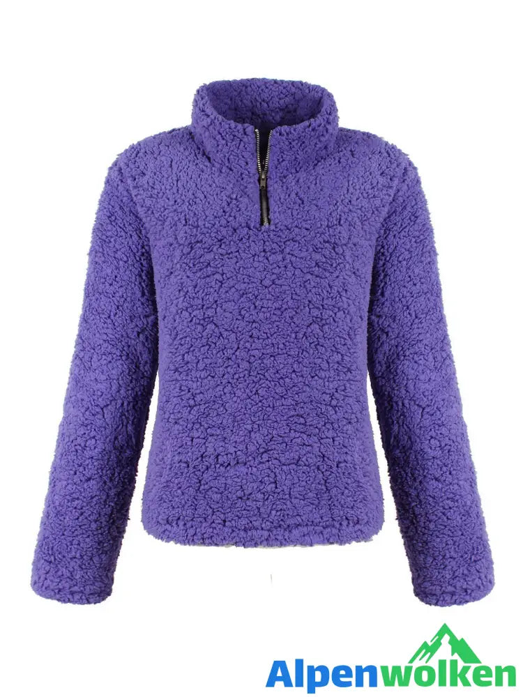 Alpenwolken - Zipper Kragen Kunstpelz Teddy Pullover