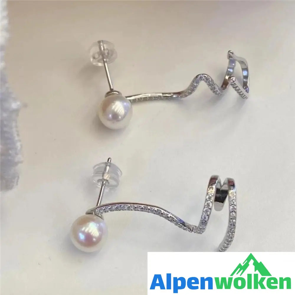 Alpenwolken - Zirkon Perle Ohrklemme