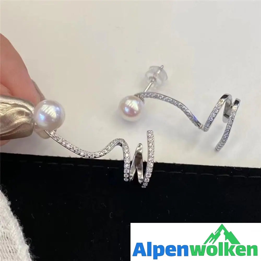 Alpenwolken - Zirkon Perle Ohrklemme