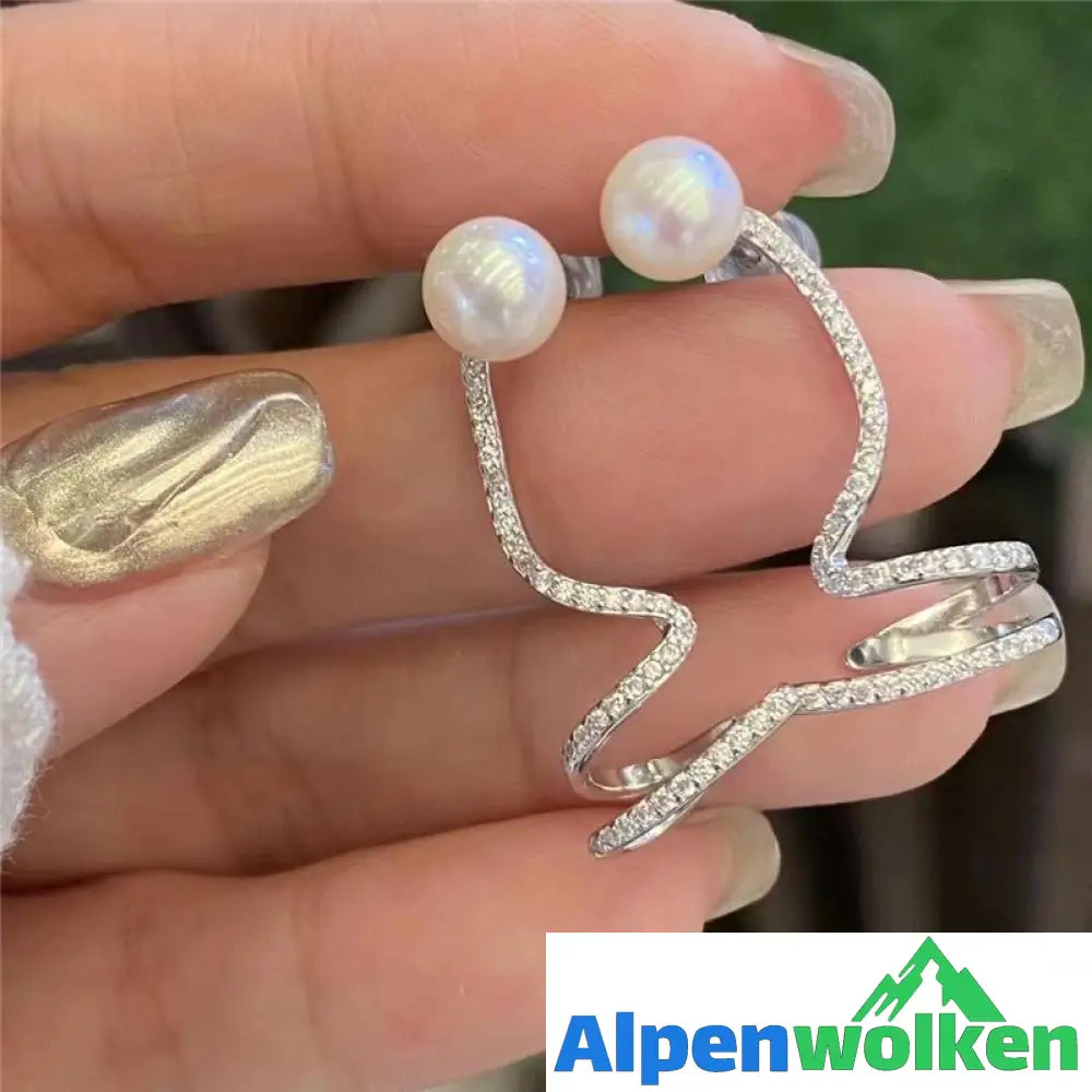 Alpenwolken - Zirkon Perle Ohrklemme