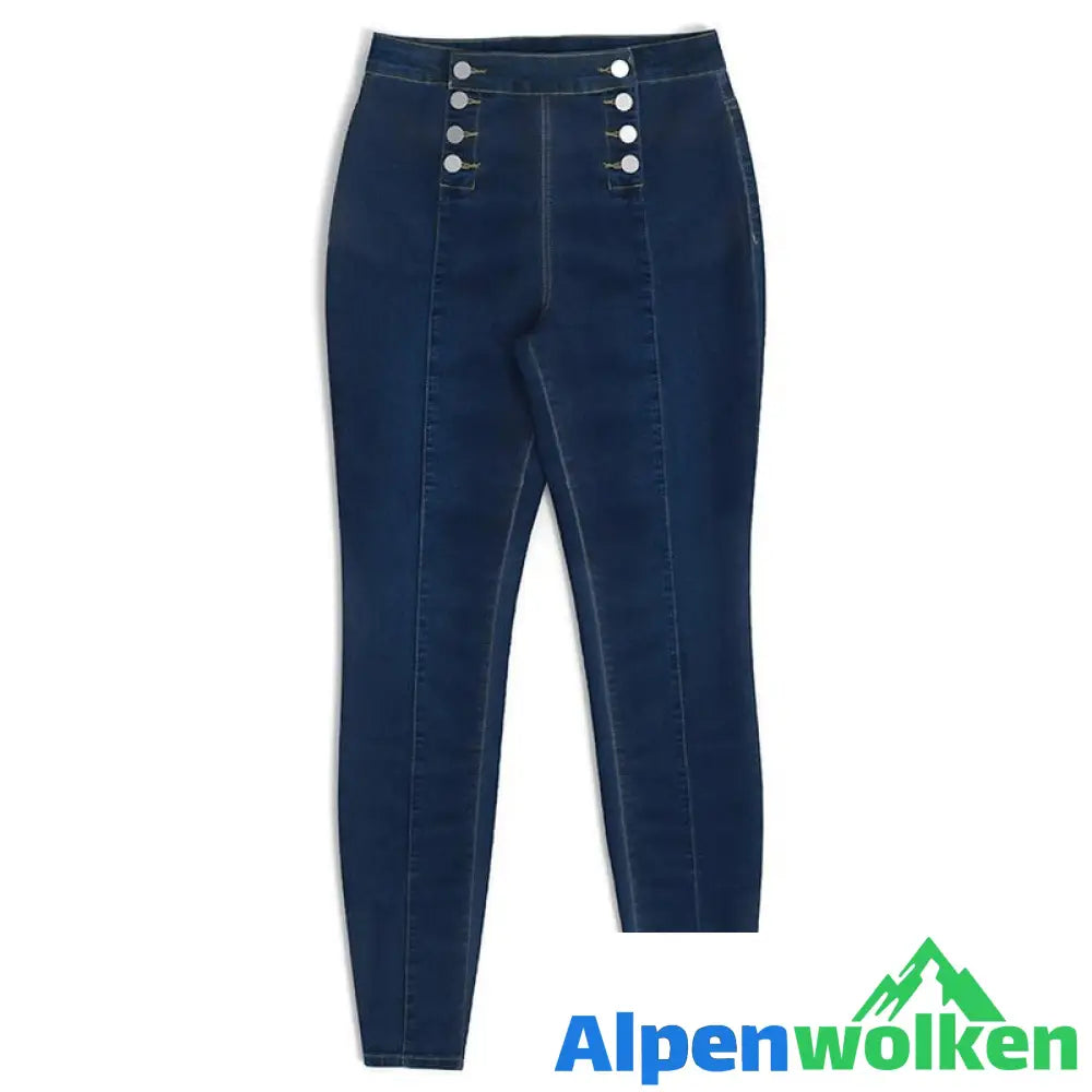 Alpenwolken - Zweireihige Röhrenjeans mit hoher Taille