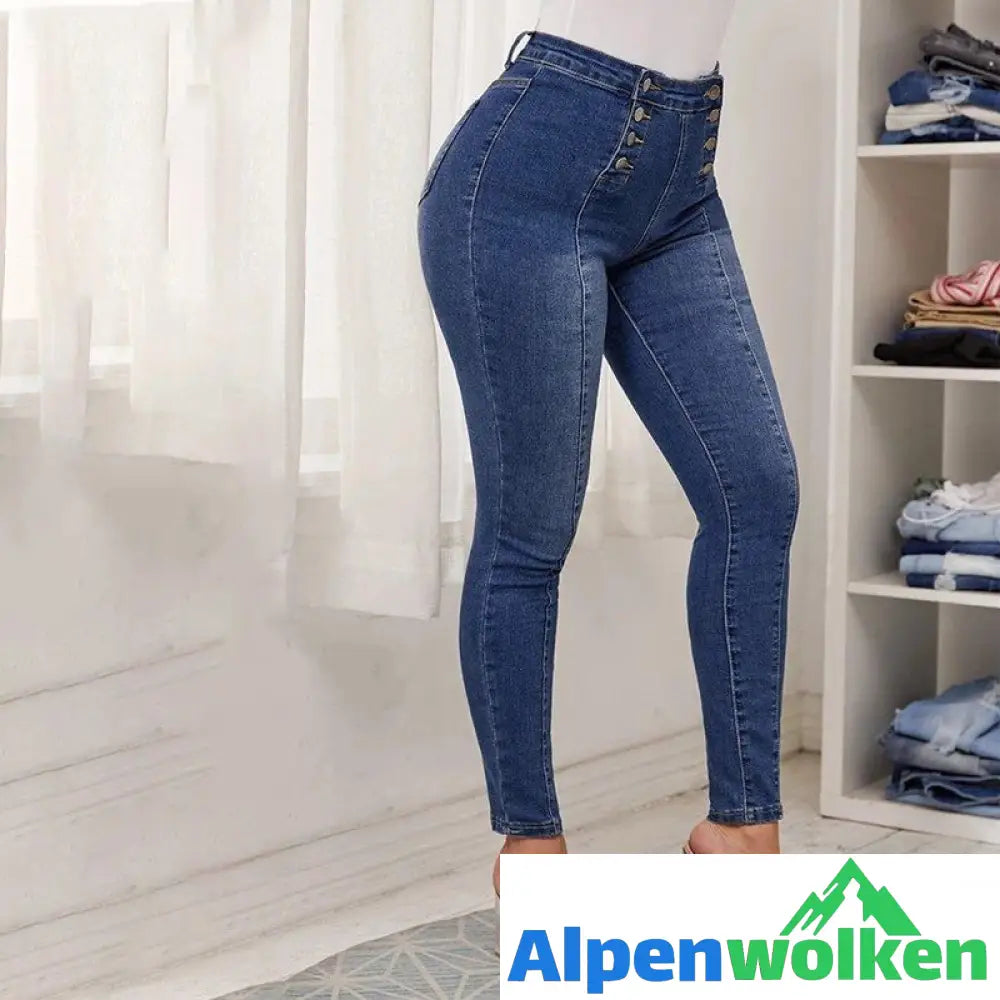 Alpenwolken - Zweireihige Röhrenjeans mit hoher Taille